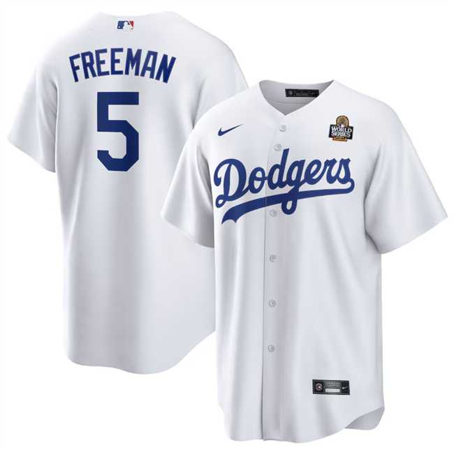 Men%27s Los Angeles Dodgers #5 Freddie Freeman White 2024 World Series Cool Base Stitched Jersey Dzhi->los angeles dodgers->MLB Jersey